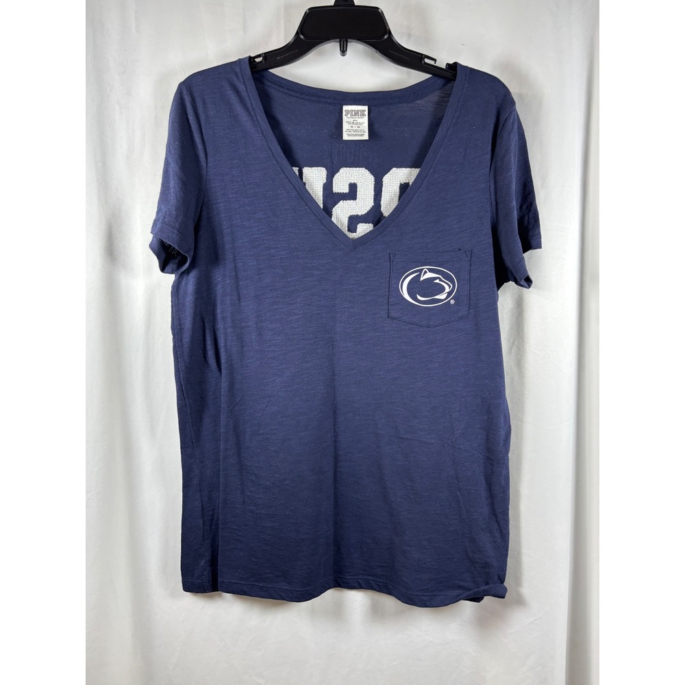 PINK Victoria's Secret Penn State Nittany Lions PSU V-Neck Graphic Tee Navy M